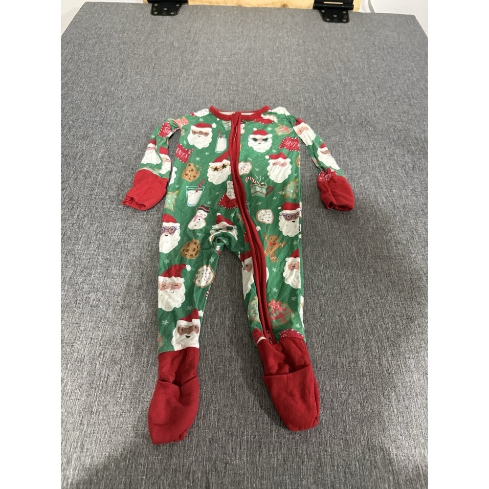 Little Sleepies Unisex Christmas Cookie Santa Zippy Bamboo Sleeper Sz 3-6 Months